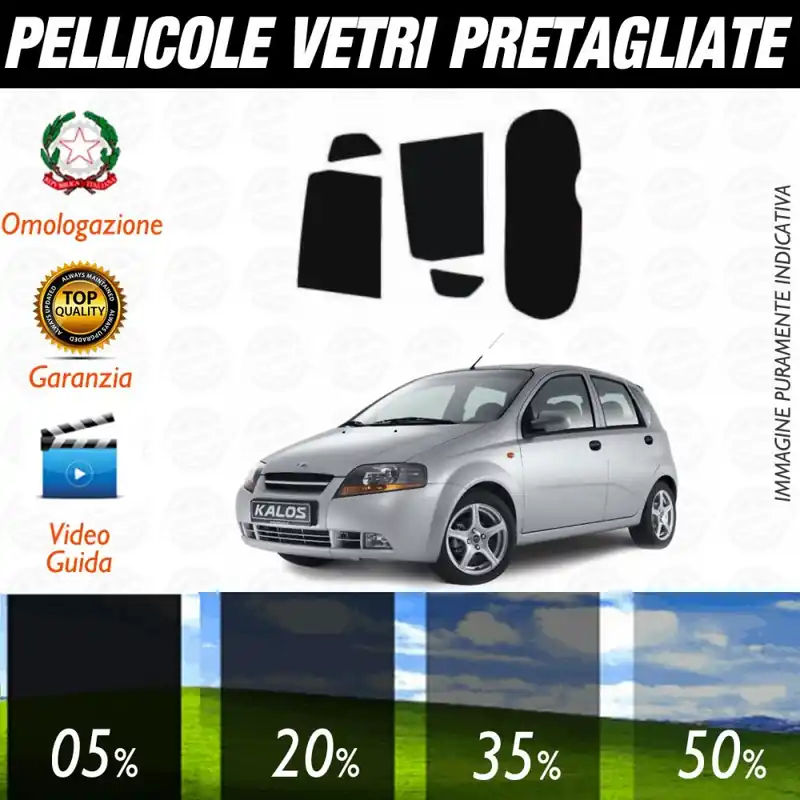 Sconto Chevrolet Kalos 5P dal 2005 al 2008 Pellicole Oscuramento Vetri Posteriori Auto Pre Tagliate a Misura