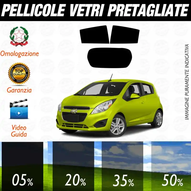 Chevrolet Spark 5P dal 2010 ad OGGI Pellicole Oscuramento Vetri Posteriori Auto Pre Tagliate a Misura Quantità Limitata