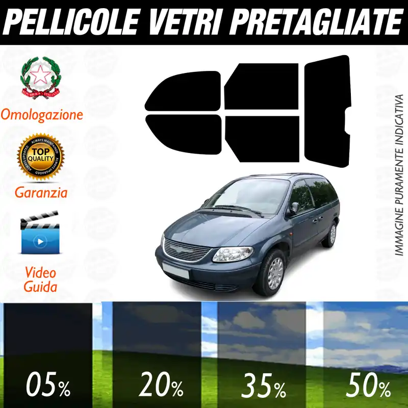 Consegna Rapida Chrysler Voyager dal 2001 al 2006 Pellicole Oscuramento Vetri Posteriori Auto Pre Tagliate a Misura