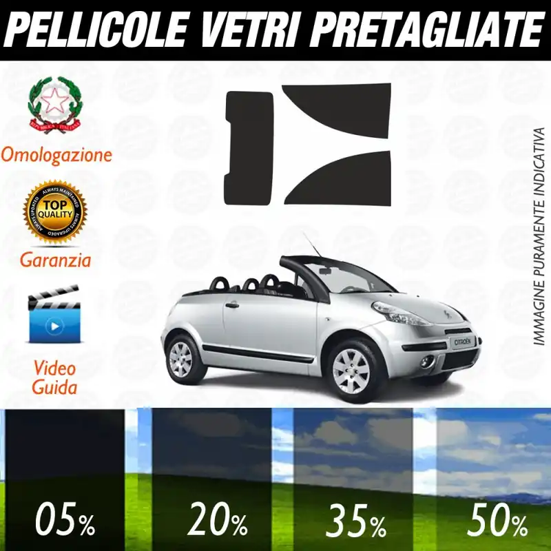 Citroen C3 Pluriel 3P dal 2003 ad OGGI Pellicole Oscuramento Vetri Posteriori Auto Pre Tagliate a Misura Quantità Limitata