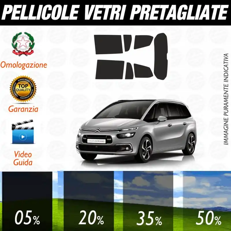Promozione Citroen C4 Gran Picasso dal 2014 ad OGGI Pellicole Oscuramento Vetri Posteriori Auto Pre Tagliate a Misura
