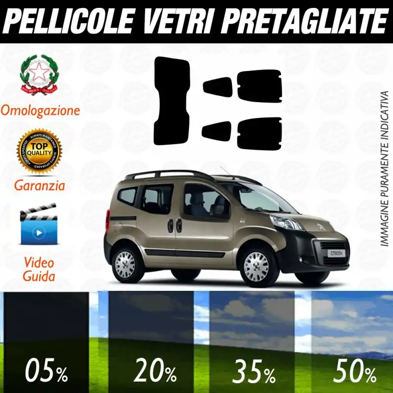 Sconto Citroen Nemo dal 2008 al 2016 Pellicole Oscuramento Vetri Posteriori Auto Pre Tagliate a Misura