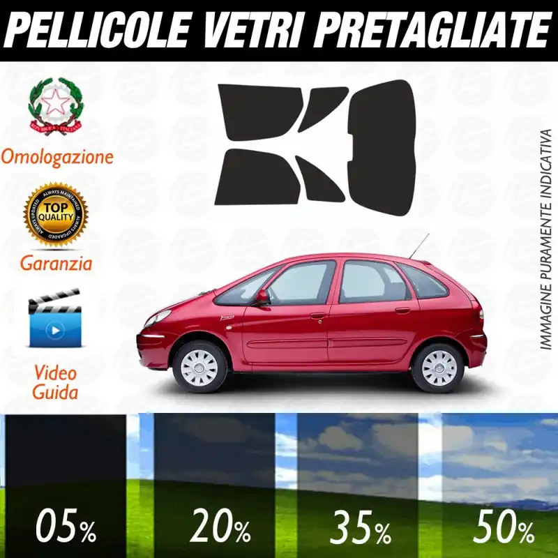 Citroen Xara Picasso dal 2001 al 2006 Pellicole Oscuramento Vetri Posteriori Auto Pre Tagliate a Misura Occasione Imperdibile