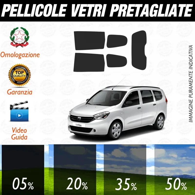 Nuovo Arrivo Dacia Lodgy dal 2012 ad OGGI Pellicole Oscuramento Vetri Posteriori Auto Pre Tagliate a Misura