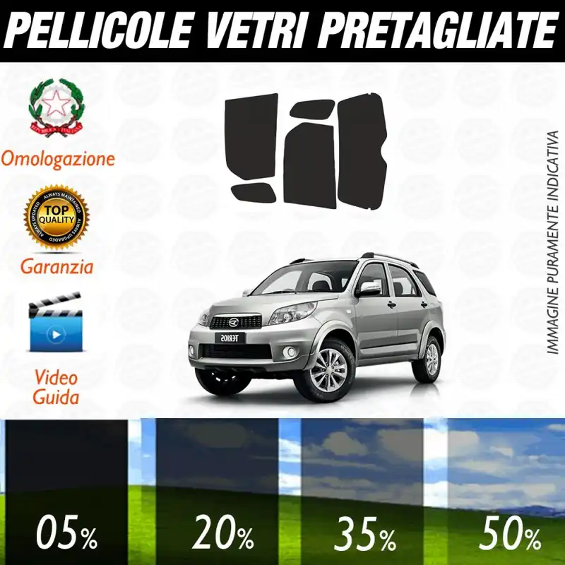 Miglior Prezzo Daihatsu Terios 5P dal 1998 al 2006 Pellicole Oscuramento Vetri Posteriori Auto Pre Tagliate a Misura