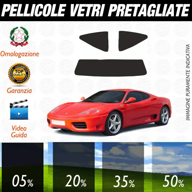 Ferrari 360 Modena dal 1999 al 2005 Pellicole Oscuramento Vetri Posteriori Auto Pre Tagliate a Misura Subito Disponibile