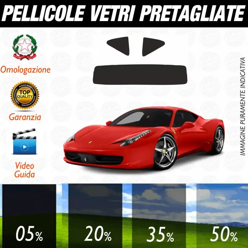 Compra Adesso Ferrari 458 Italia dal 2010 al 2011 Pellicole Oscuramento Vetri Posteriori Auto Pre Tagliate a Misura