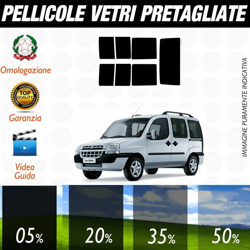 Fiat Doblò dal 2002 al 2007 Pellicole Oscuramento Vetri Posteriori Auto Pre Tagliate a Misura Miglior Prezzo