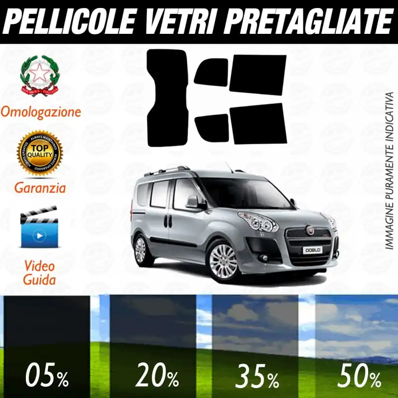 Fiat Doblò dal 2010 al 2014 Pellicole Oscuramento Vetri Posteriori Auto Pre Tagliate a Misura Novità
