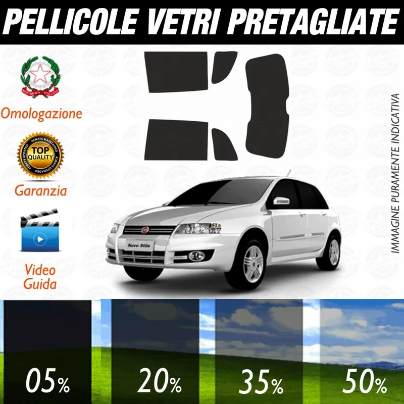 Fiat Stilo 5P dal 2002 al 2006 Pellicole Oscuramento Vetri Posteriori Auto Pre Tagliate a Misura Super Prezzo
