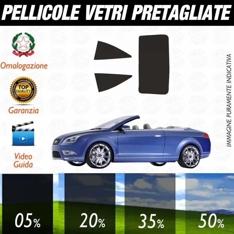 Ford Focus Cabrio dal 2007 al 2010 Pellicole Oscuramento Vetri Posteriori Auto Pre Tagliate a Misura Sconto