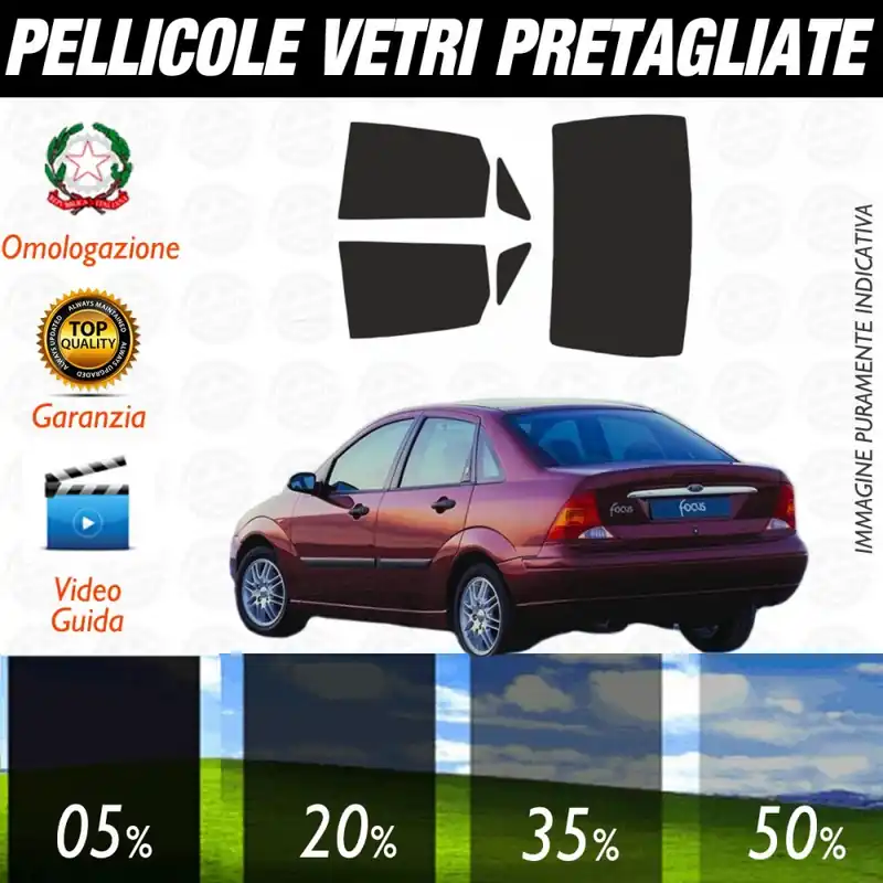 Ford Focus Berlina dal 1999 al 2004 Pellicole Oscuramento Vetri Posteriori Auto Pre Tagliate a Misura Ultime Pezzi
