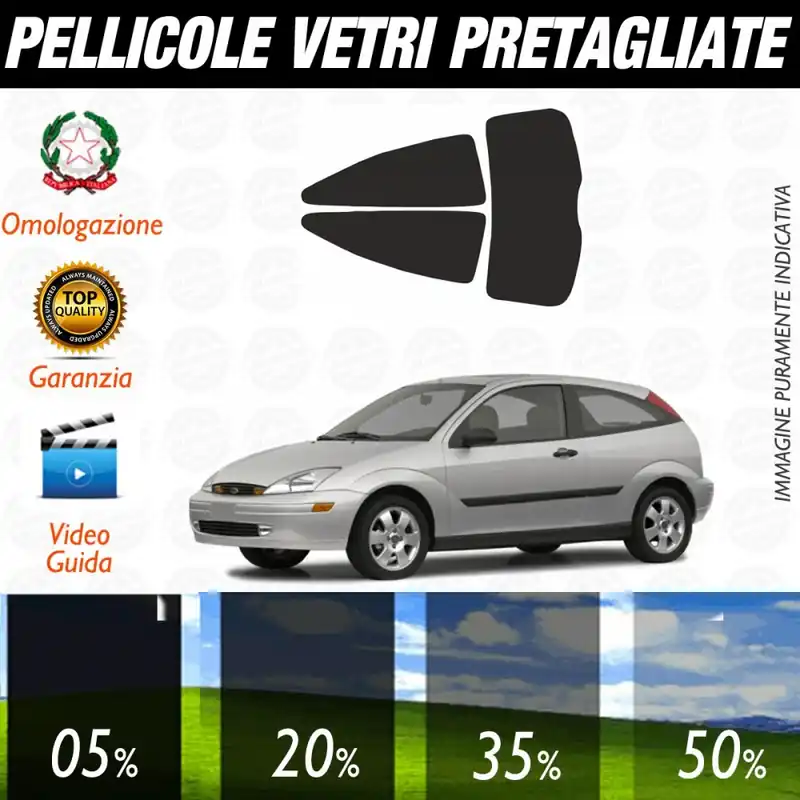Ford Focus 3P dal 1999 al 2004 Pellicole Oscuramento Vetri Posteriori Auto Pre Tagliate a Misura Compra Oggi Stesso