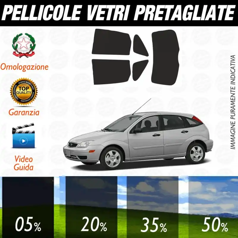 Ford Focus 5P dal 1999 al 2004 Pellicole Oscuramento Vetri Posteriori Auto Pre Tagliate a Misura Quantità Limitata