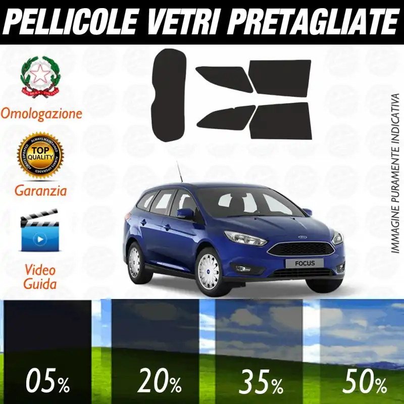 Ford Focus Sw dal 2011 al 2018 Pellicole Oscuramento Vetri Posteriori Auto Pre Tagliate a Misura Spedizione Espresso