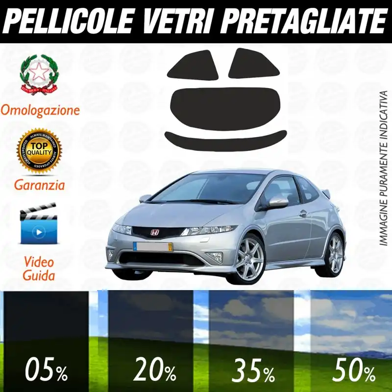 Direttamente Dal Produttore Honda Civic 3P dal 2007 ad OGGI Pellicole Oscuramento Vetri Posteriori Auto Pre Tagliate a Misura