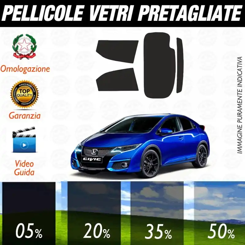 Honda Civic 5P dal 2012 ad OGGI Pellicole Oscuramento Vetri Posteriori Auto Pre Tagliate a Misura Compra Online