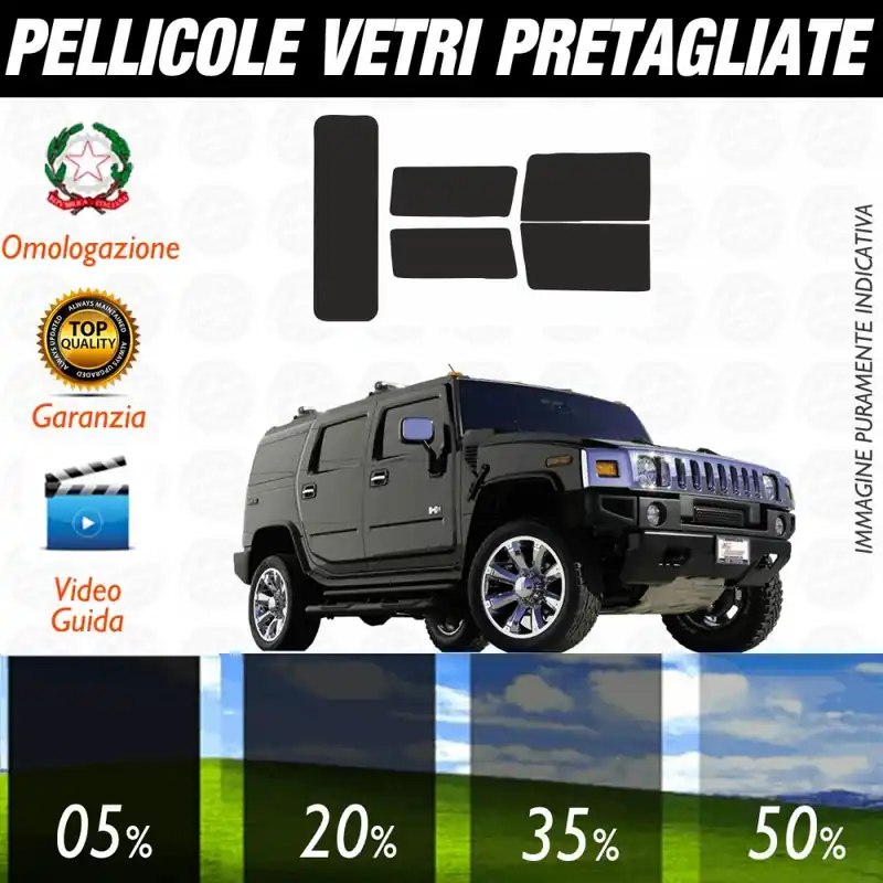 Esclusivo Hummer H2 dal 2002 al 2009 Pellicole Oscuramento Vetri Posteriori Auto Pre Tagliate a Misura