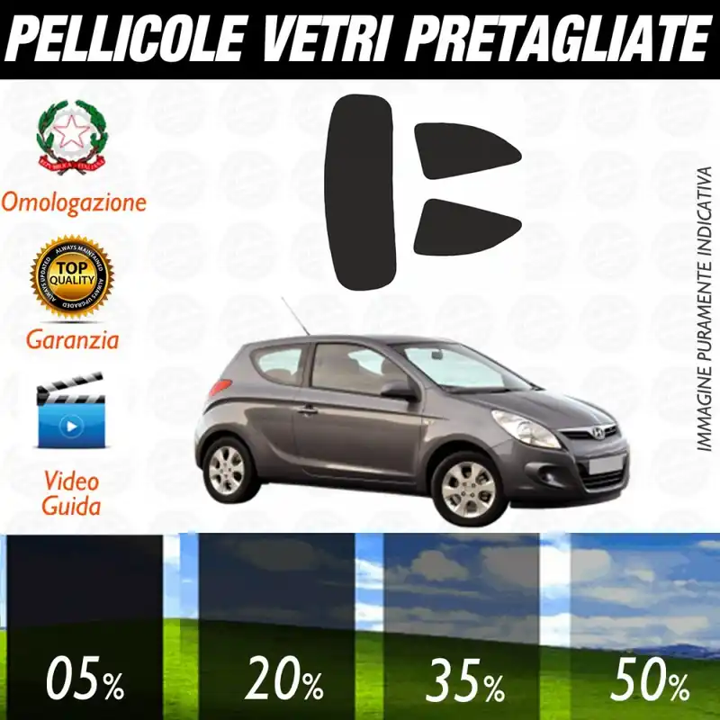Esclusivo Hyundai I20 3P dal 2009 al 2014 Pellicole Oscuramento Vetri Posteriori Auto Pre Tagliate a Misura