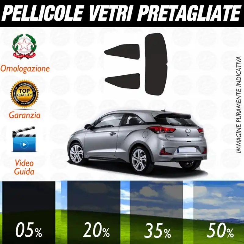 Hyundai I20 3P dal 2015 ad OGGI Pellicole Oscuramento Vetri Posteriori Auto Pre Tagliate a Misura Professionale