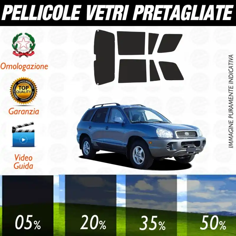 Hyundai Santa Fè dal 2001 al 2005 Pellicole Oscuramento Vetri Posteriori Auto Pre Tagliate a Misura Di Tendenza