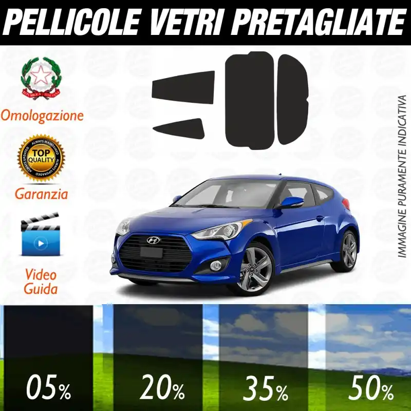 Ordina Subito Hyundai Veloster dal 2010 ad OGGI Pellicole Oscuramento Vetri Posteriori Auto Pre Tagliate a Misura