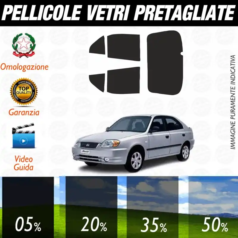 Più Venduto Hyundai Accent 5P dal 2000 al 2006 Pellicole Oscuramento Vetri Posteriori Auto Pre Tagliate a Misura