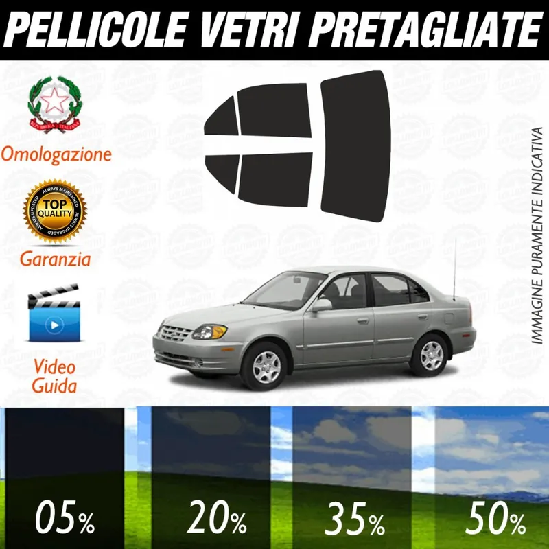 Prezzo Basso Hyundai Accent Berlina dal 2000 al 2005 Pellicole Oscuramento Vetri Posteriori Auto Pre Tagliate a Misura