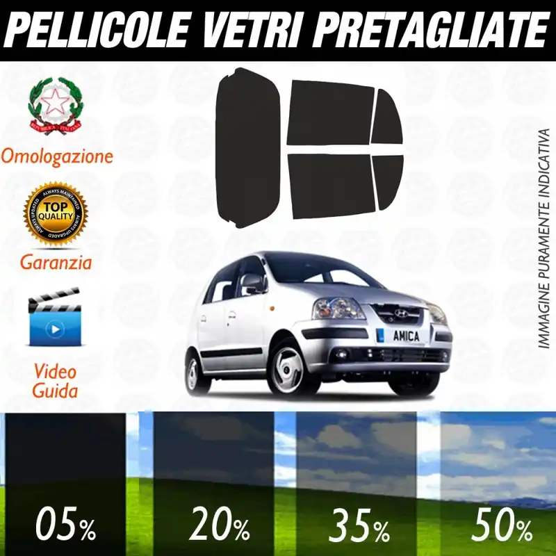 Professionale Hyundai Amica 5P dal 2000 al 2003 Pellicole Oscuramento Vetri Posteriori Auto Pre Tagliate a Misura