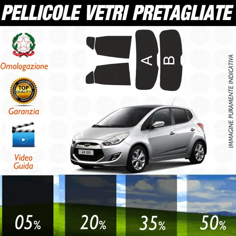 Hyundai IX-20 dal 2010 ad OGGI Pellicole Oscuramento Vetri Posteriori Auto Pre Tagliate a Misura Solo Oggi