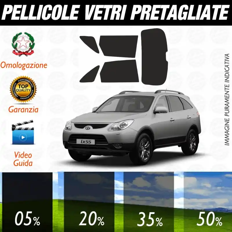 Hyundai IX-55 dal 2009 ad OGGI Pellicole Oscuramento Vetri Posteriori Auto Pre Tagliate a Misura Compra Adesso