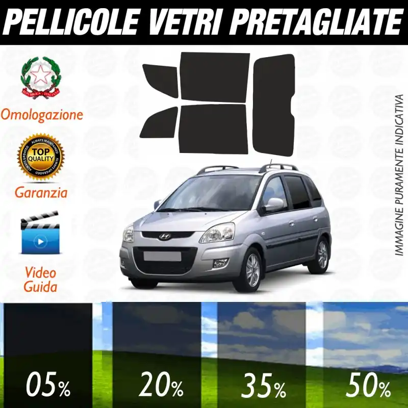 Hyundai Matrix 5P dal 2007 ad OGGI Pellicole Oscuramento Vetri Posteriori Auto Pre Tagliate a Misura Miglior Prezzo