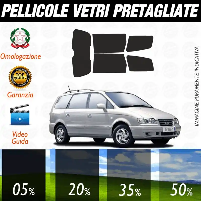 Hyundai Trajet dal 2000 al 2006 Pellicole Oscuramento Vetri Posteriori Auto Pre Tagliate a Misura Compra Online