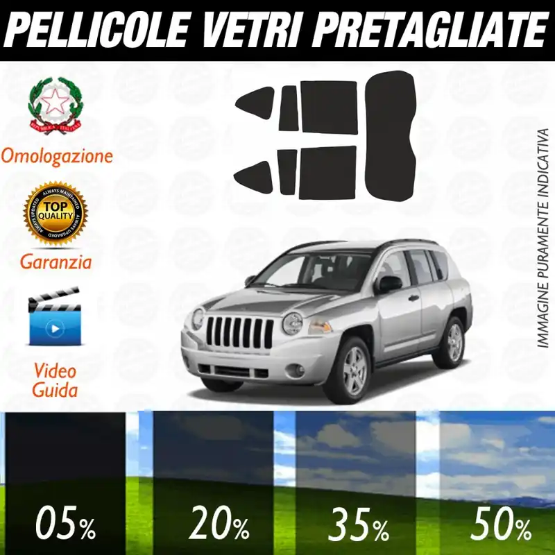 Jeep Compass dal 2006 al 2016 Pellicole Oscuramento Vetri Auto Pre Tagliate a Misura Must-Have