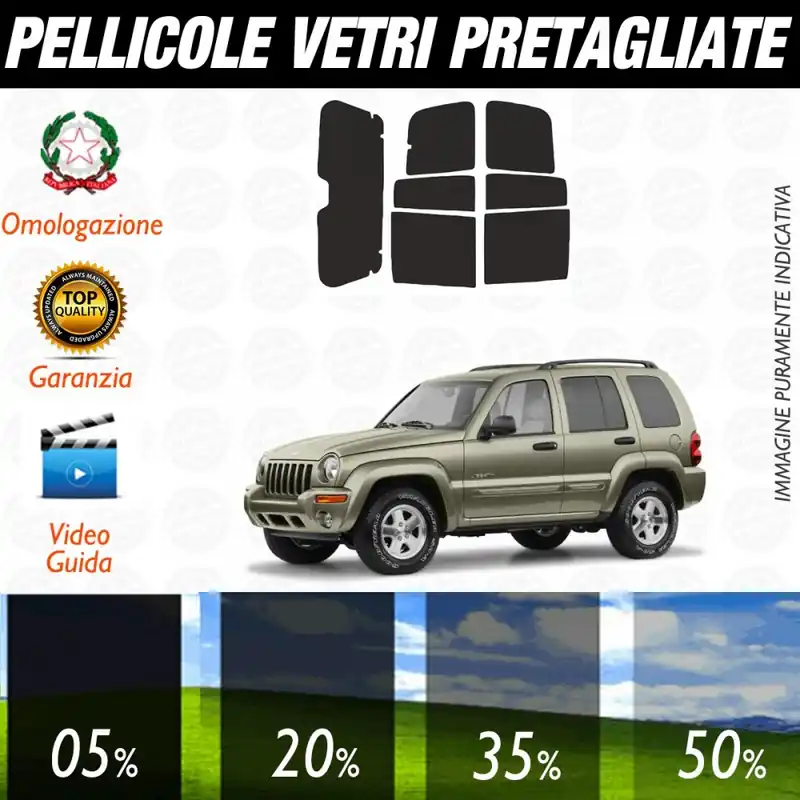Nuova Collezione Jeep Cherokee dal 2001 al 2003 Pellicole Oscuramento Vetri Auto Pre Tagliate a Misura