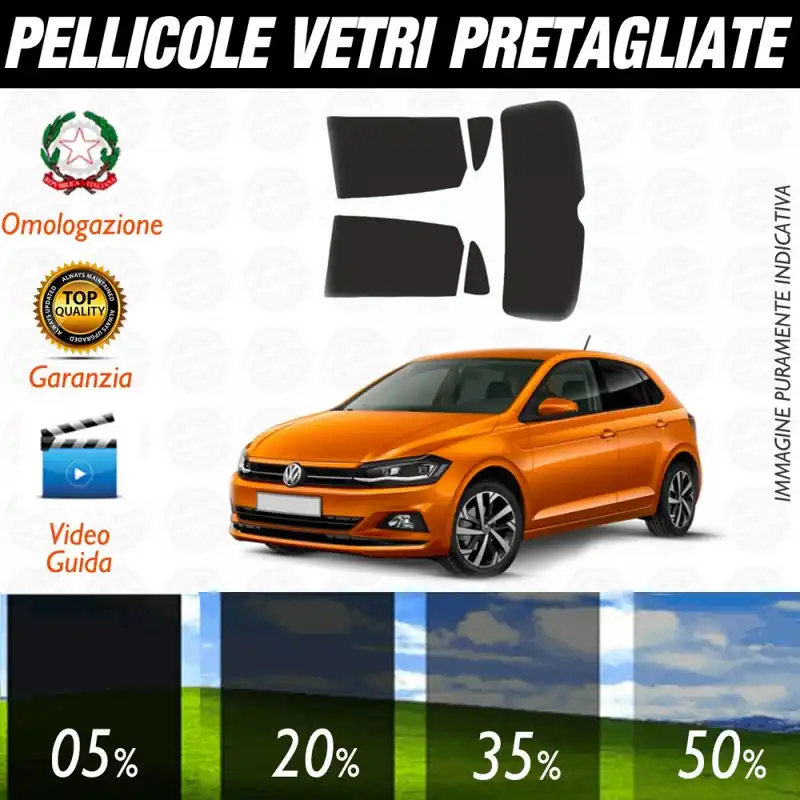 Volkswagen Polo 5P dal 2018 ad OGGI Pellicole Oscuramento Vetri Posteriori Auto Pre Tagliate a Misura Super Prezzo
