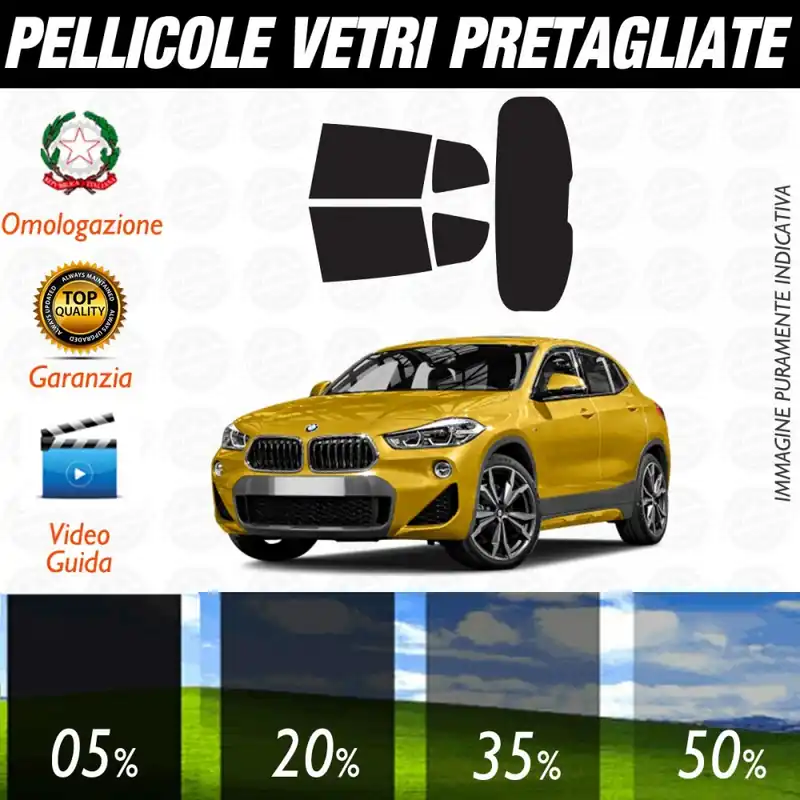 Bmw X2 dal 2018 ad OGGI Pellicole Oscuramento Vetri Auto Pre Tagliate a Misura Consegna Rapida
