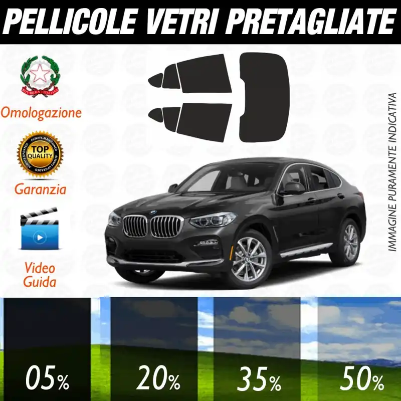 Bmw X4 dal 2018 al 2020 Pellicole Oscuramento Vetri Posteriori Auto Pre Tagliate a Misura Prezzo Conveniente