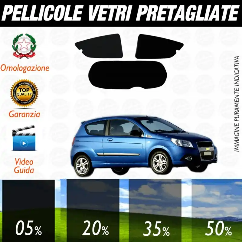 Chevrolet Aveo 3P dal 2009 al 2010 Pellicole Oscuramento Vetri Posteriori Auto Pre Tagliate a Misura Più Venduto