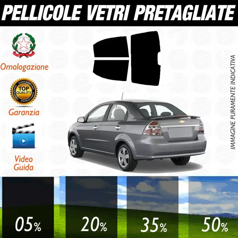 Chevrolet Aveo LT Berlina dal 2009 al 2010 Pellicole Oscuramento Vetri Posteriori Auto Pre Tagliate a Misura Scelto Dai Clienti