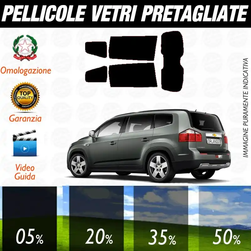 Acquista Ora Chevrolet Orlando dal 2011 ad OGGI Pellicole Oscuramento Vetri Posteriori Auto Pre Tagliate a Misura