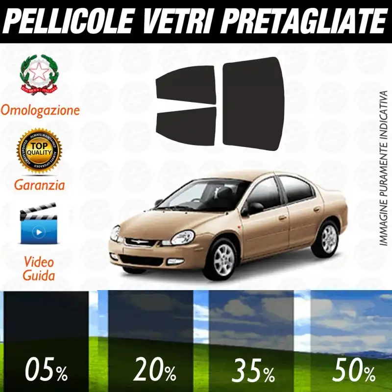 Chrysler Neon Berlina dal 1999 al 2004 Pellicole Oscuramento Vetri Posteriori Auto Pre Tagliate a Misura Prezzo Di Fabbrica