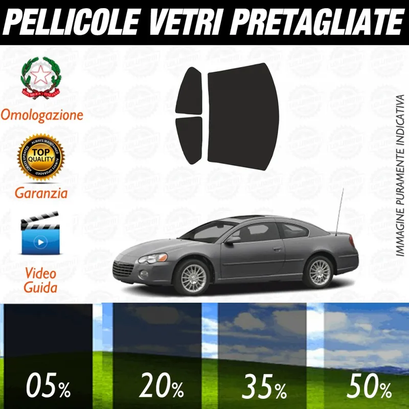 Non Perdere Chrysler Sebring 2P dal 2001 al 2006 Pellicole Oscuramento Vetri Posteriori Auto Pre Tagliate a Misura