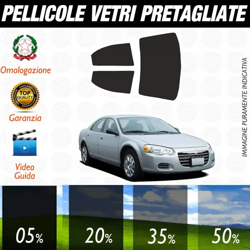 Chrysler Sebring 4P dal 2001 al 2006 Pellicole Oscuramento Vetri Posteriori Auto Pre Tagliate a Misura Promozione Esclusiva