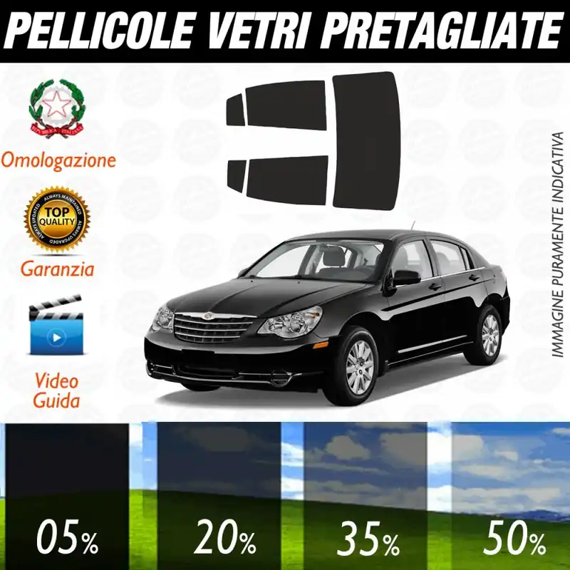 Chrysler Sebring Berlina dal 2007 ad OGGI Pellicole Oscuramento Vetri Posteriori Auto Pre Tagliate a Misura Vendita Finale