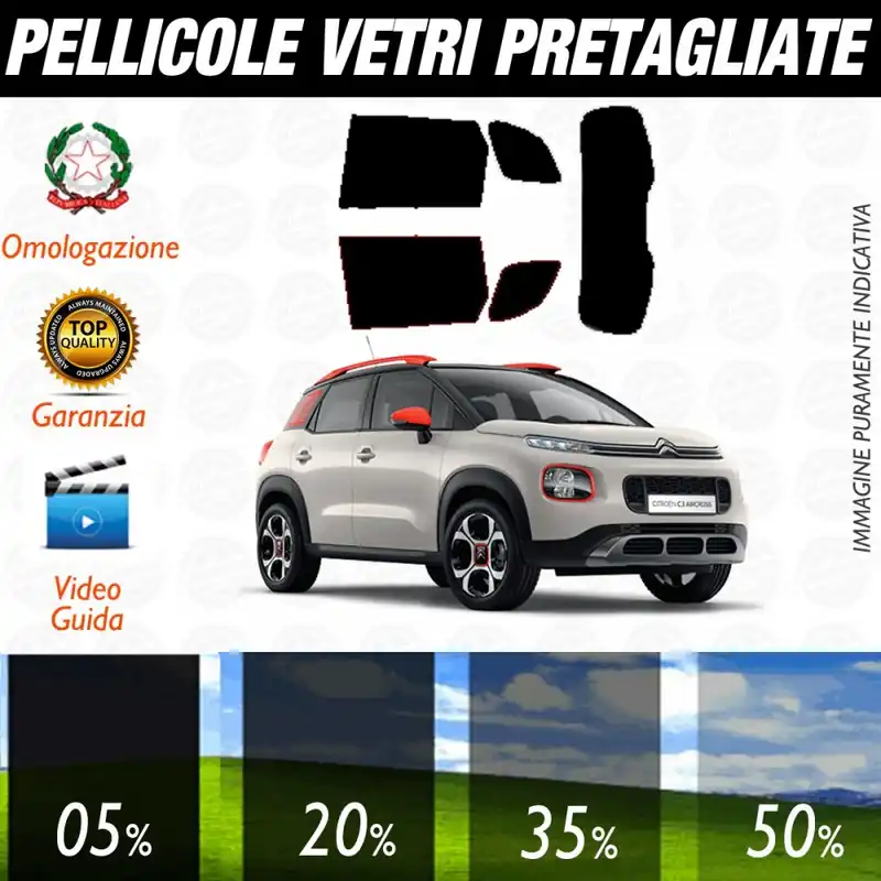 Citroen C3 Aircross dal 2018 ad OGGI Pellicole Oscuramento Vetri Posteriori Auto Pre Tagliate a Misura Prezzo Ridotto