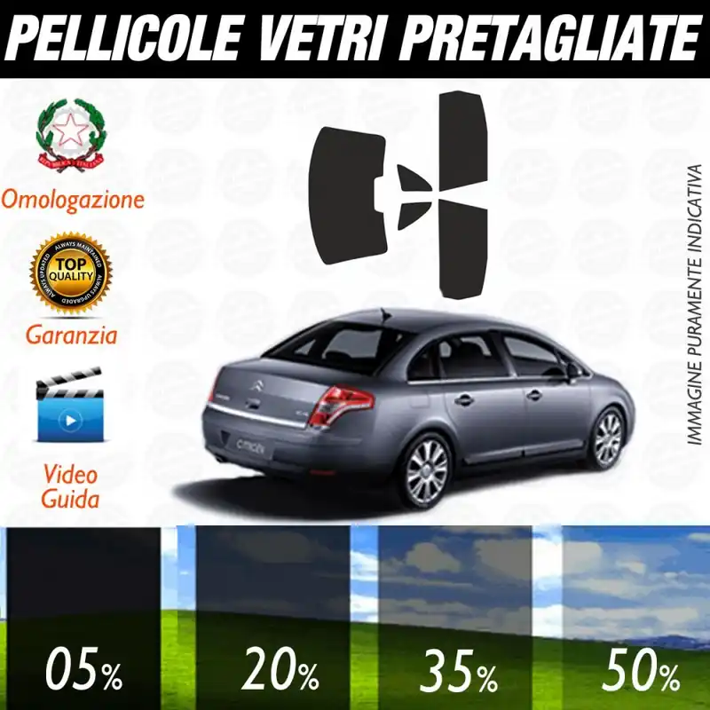 Spedito Oggi Citroen C4 Berlina dal 2004 ad OGGI Pellicole Oscuramento Vetri Posteriori Auto Pre Tagliate a Misura