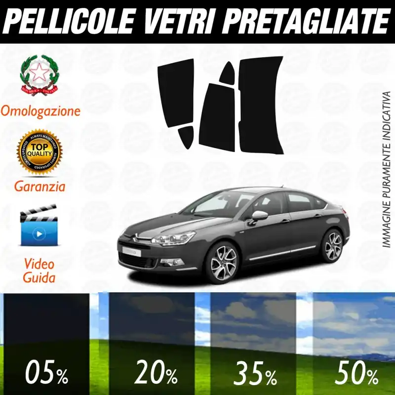 Subito Disponibile Citroen C5 Berlina dal 2008 al 2010 Pellicole Oscuramento Vetri Posteriori Auto Pre Tagliate a Misura
