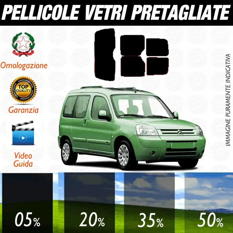 Citroen Berlingo dal 1997 al 2007 Pellicole Oscuramento Vetri Posteriori Auto Pre Tagliate a Misura Promozione Esclusiva