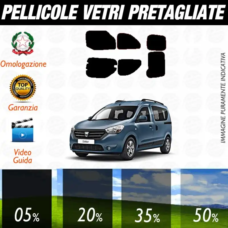 Prezzo Di Fabbrica Dacia Dokker dal 2013 ad OGGI Pellicole Oscuramento Vetri Posteriori Auto Pre Tagliate a Misura